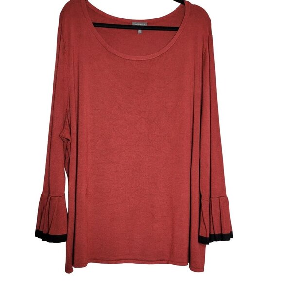 The Limited Women's 3X Knit Blouse Scoop Neck Pleated Cuffs Deep Red - Picture 1 of 8